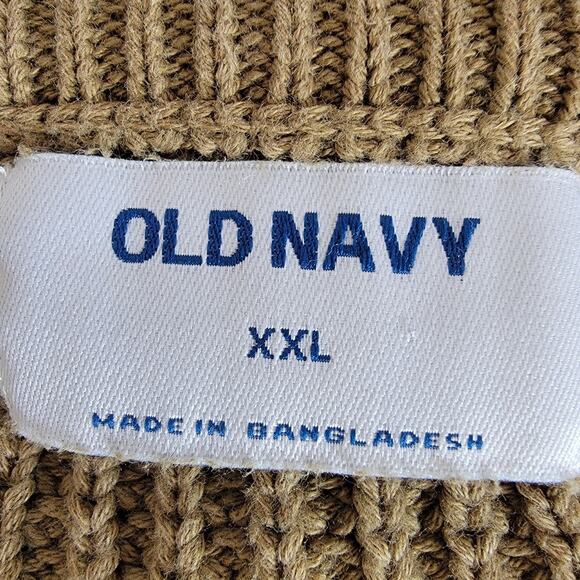 Old Navy Chunky Shaker Knit Sweater Olive Green Oversized Boxy XXL 100% Cotton - Picture 6 of 7